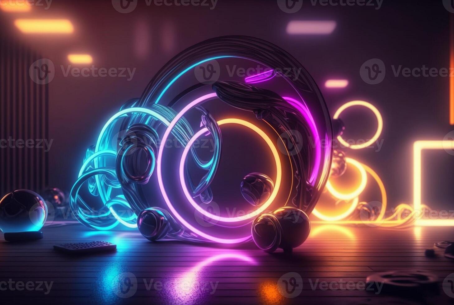 realistic neon light background. photo