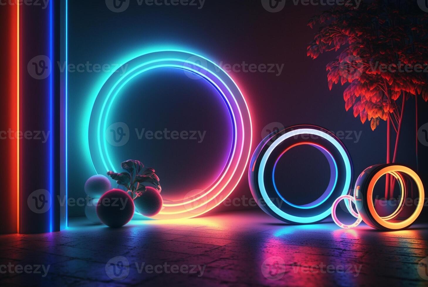 realistic neon light background. photo