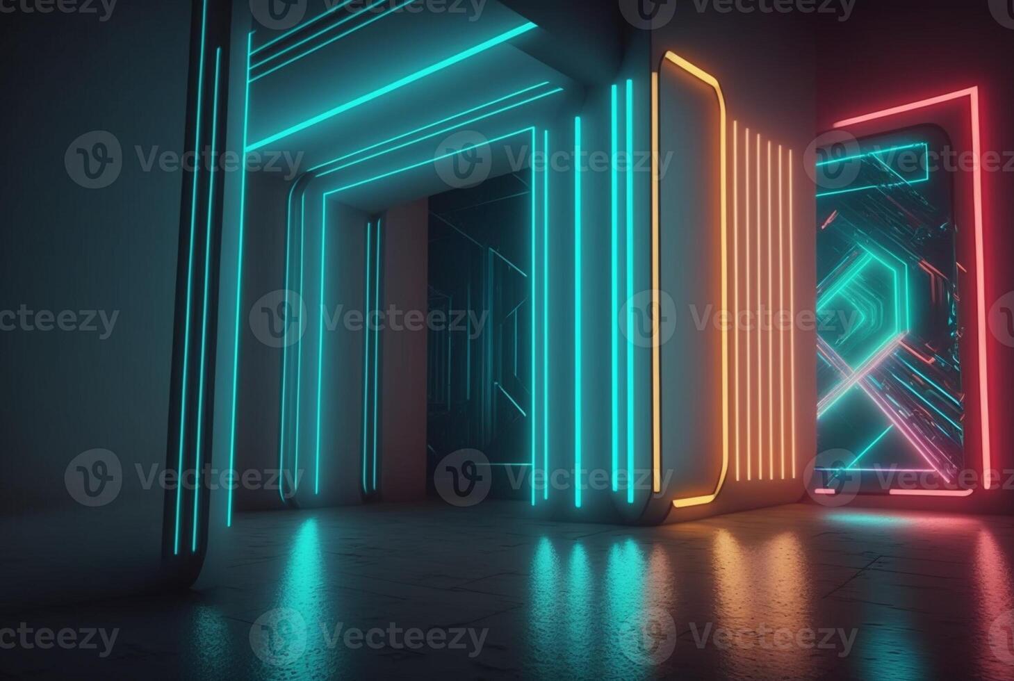 realistic neon light background. photo