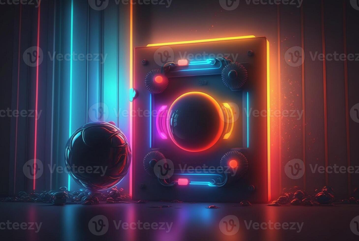 realistic neon light background. photo