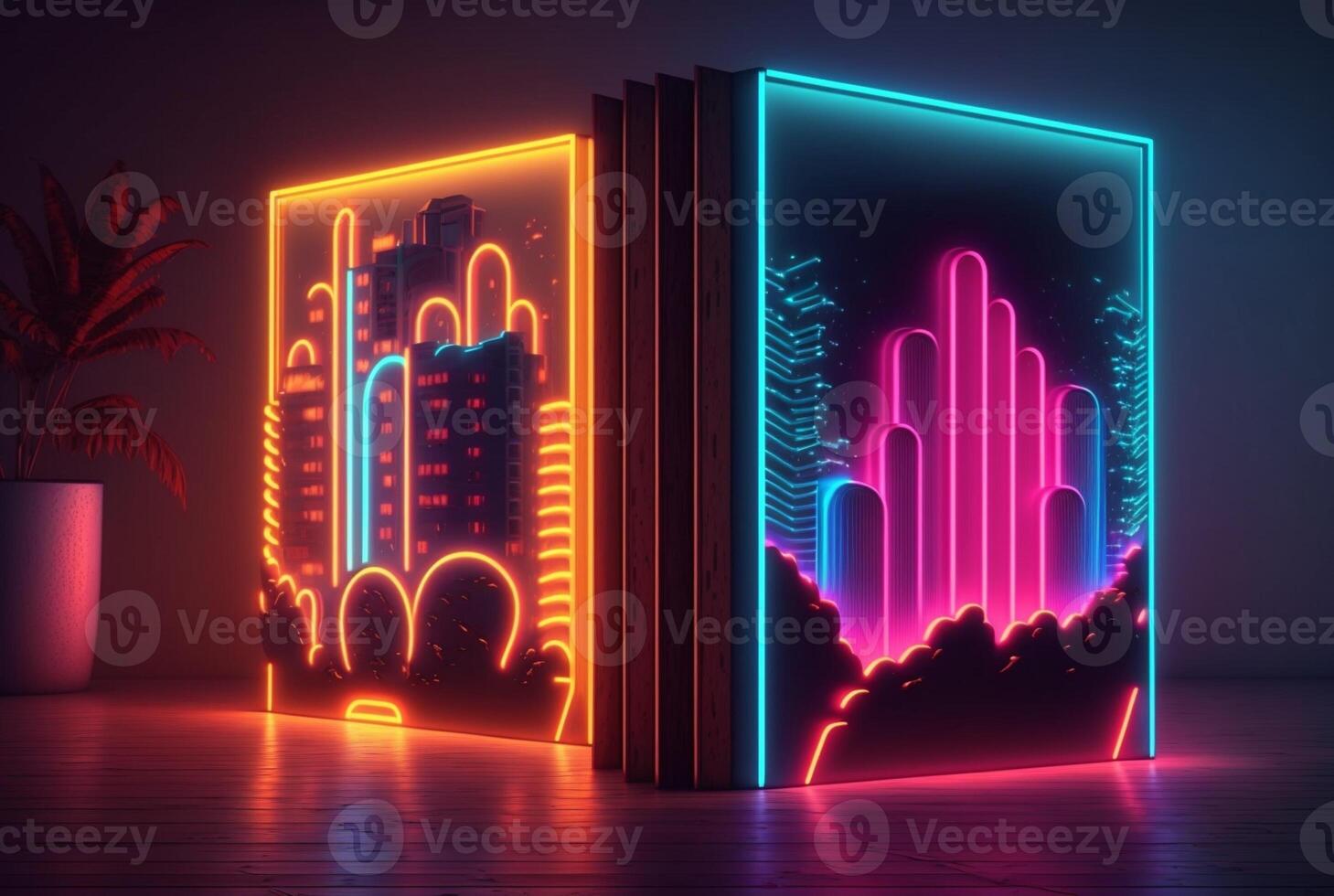 realistic neon light background. photo