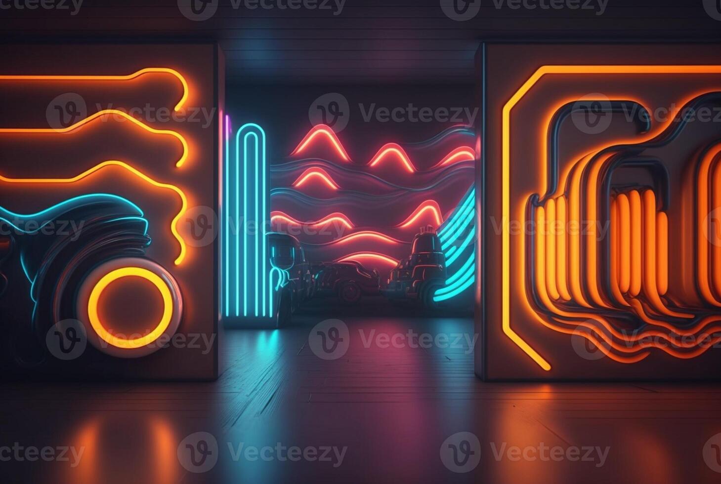realistic neon light background. photo