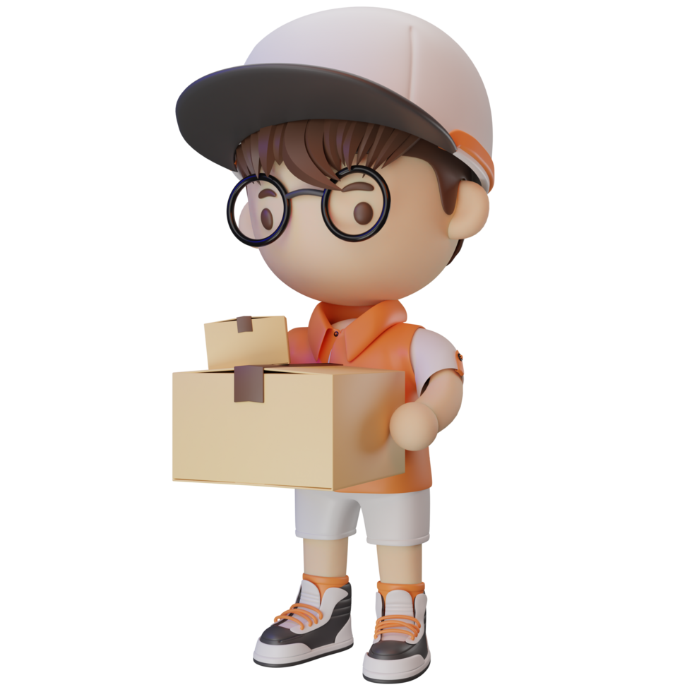 3d cute character delivery png