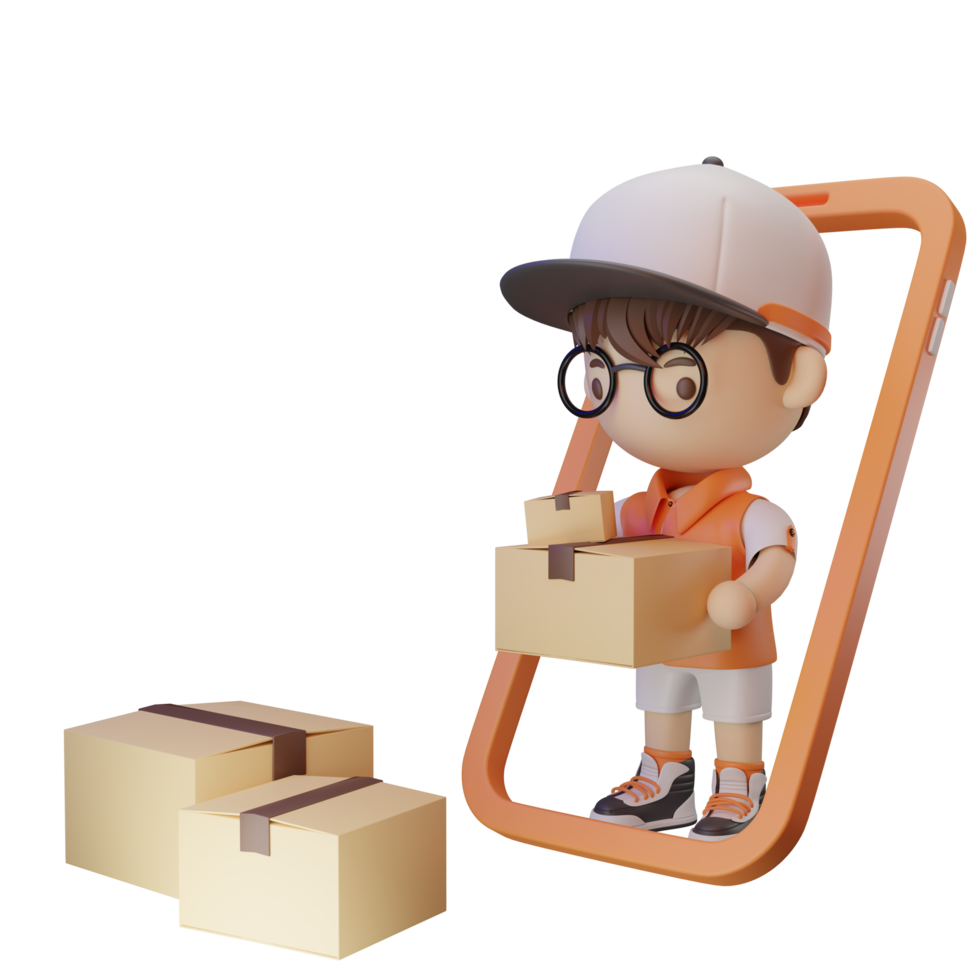 3d character delivery man png