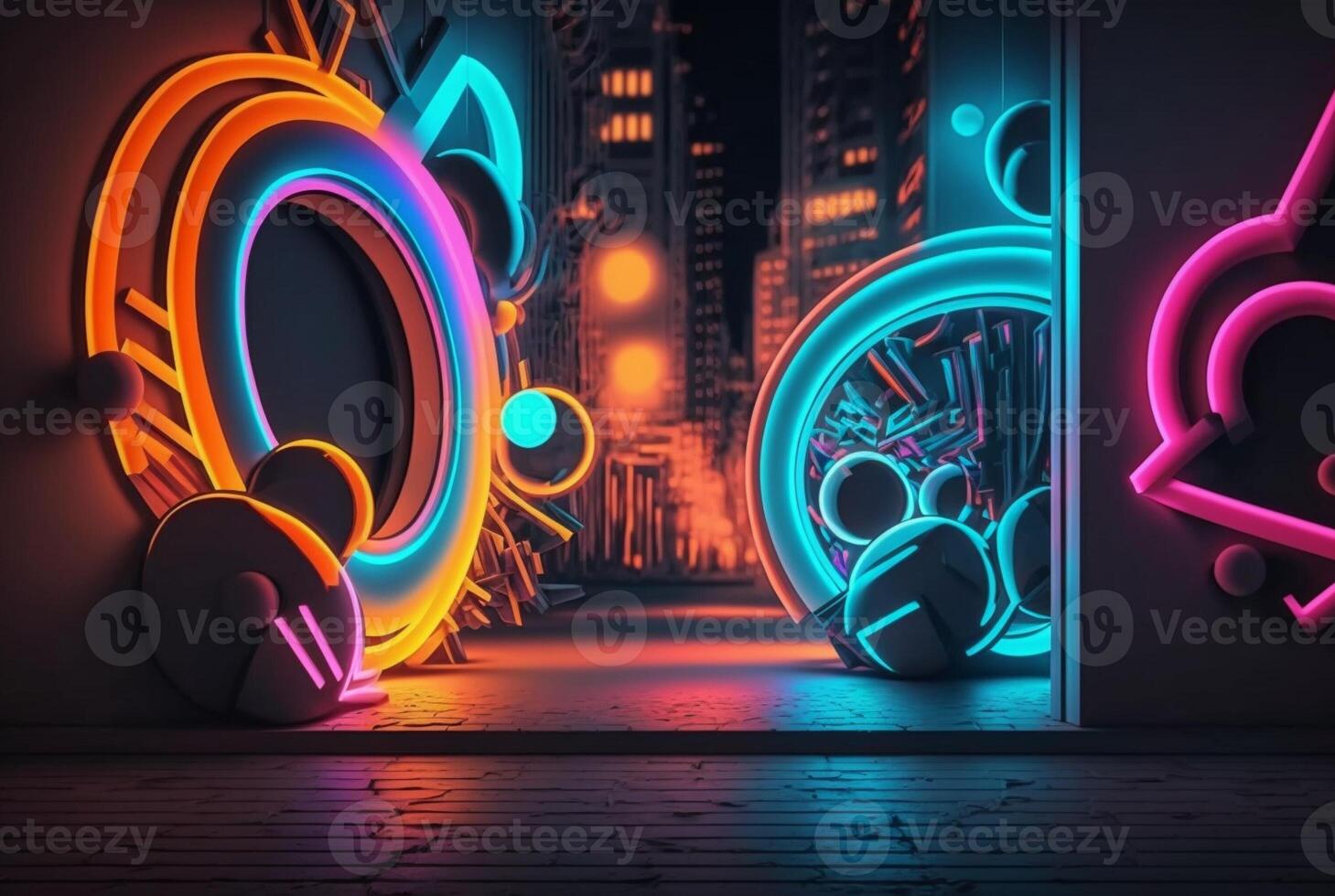 realistic neon light background. photo