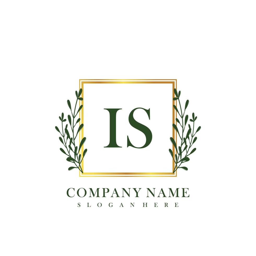 IS Initial beauty floral logo template vector