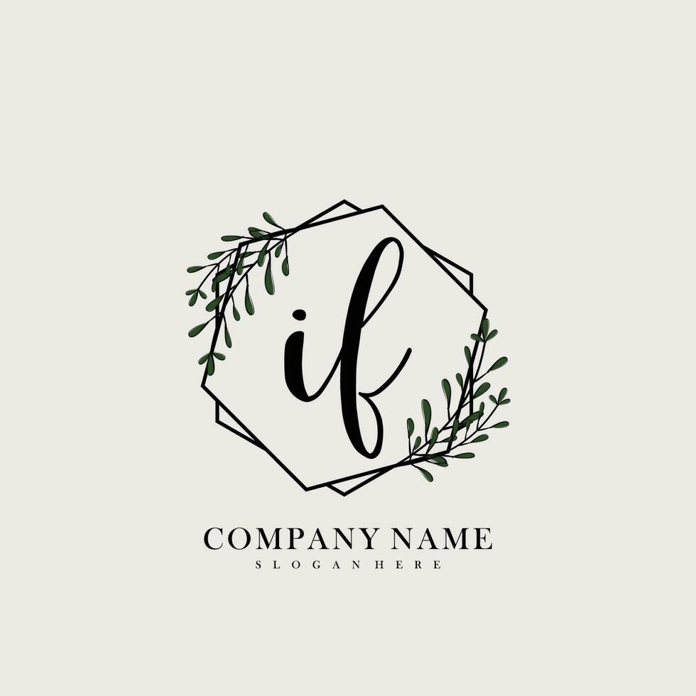 IF Initial beauty floral logo template vector