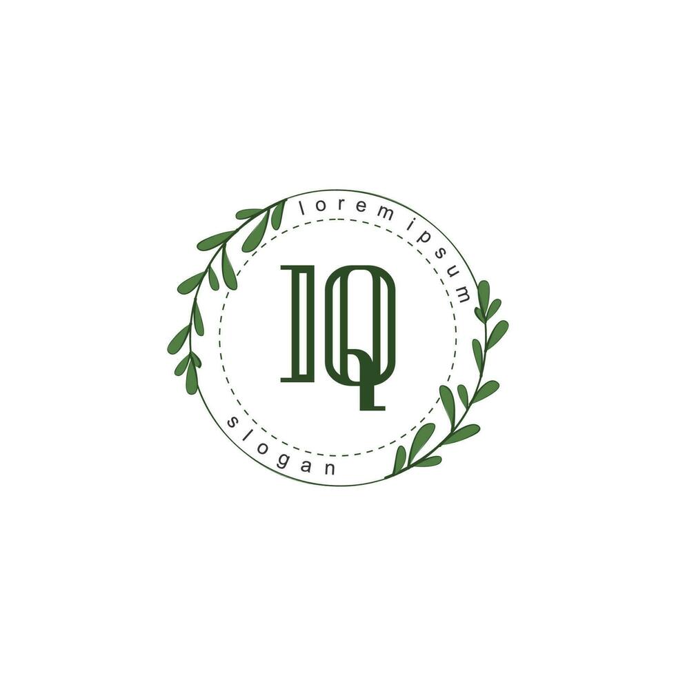 IQ Initial beauty floral logo template vector