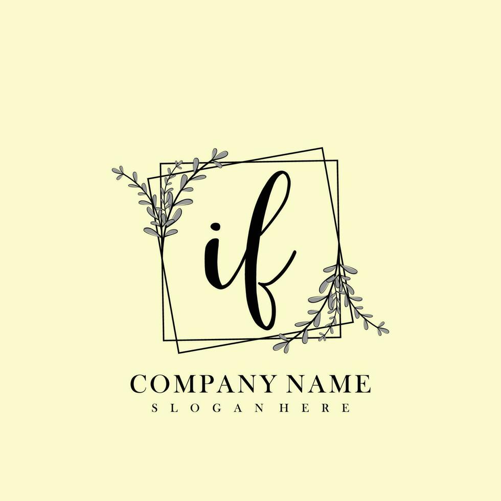 IF Initial beauty floral logo template vector
