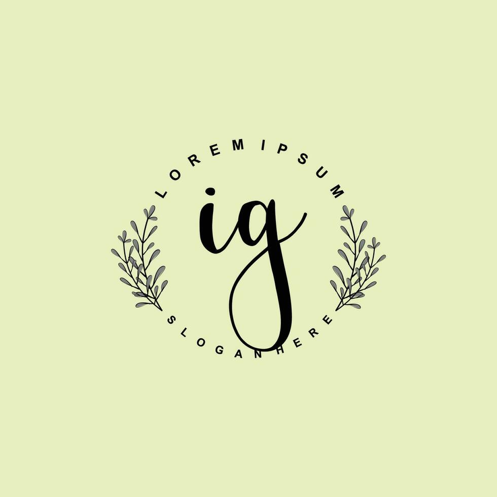 IG Initial beauty floral logo template vector