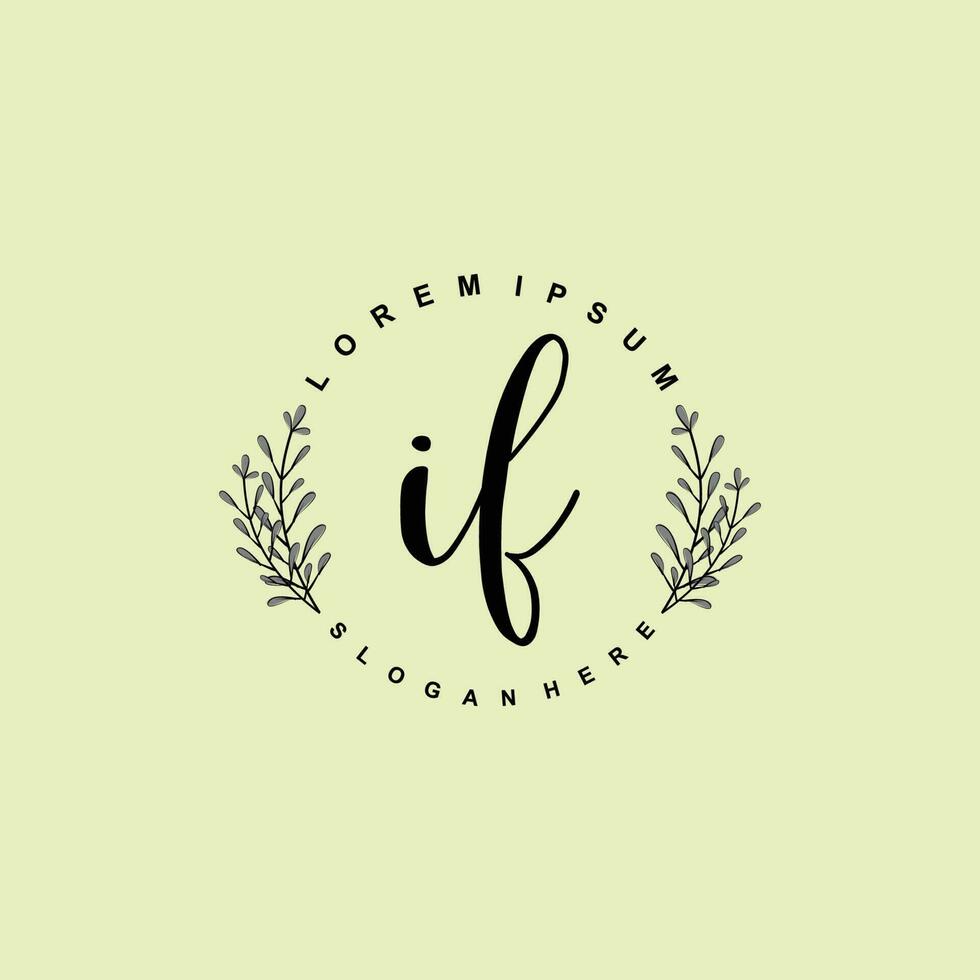 IF Initial beauty floral logo template vector