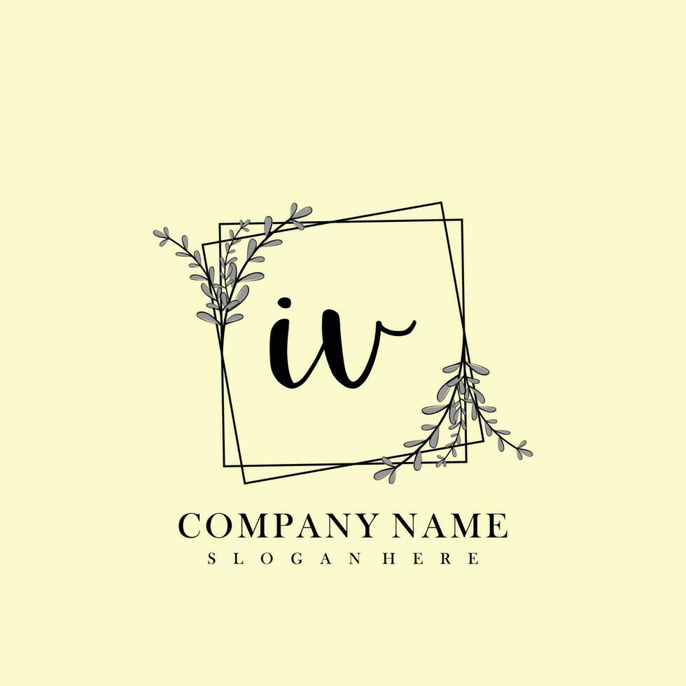 IV Initial beauty floral logo template vector