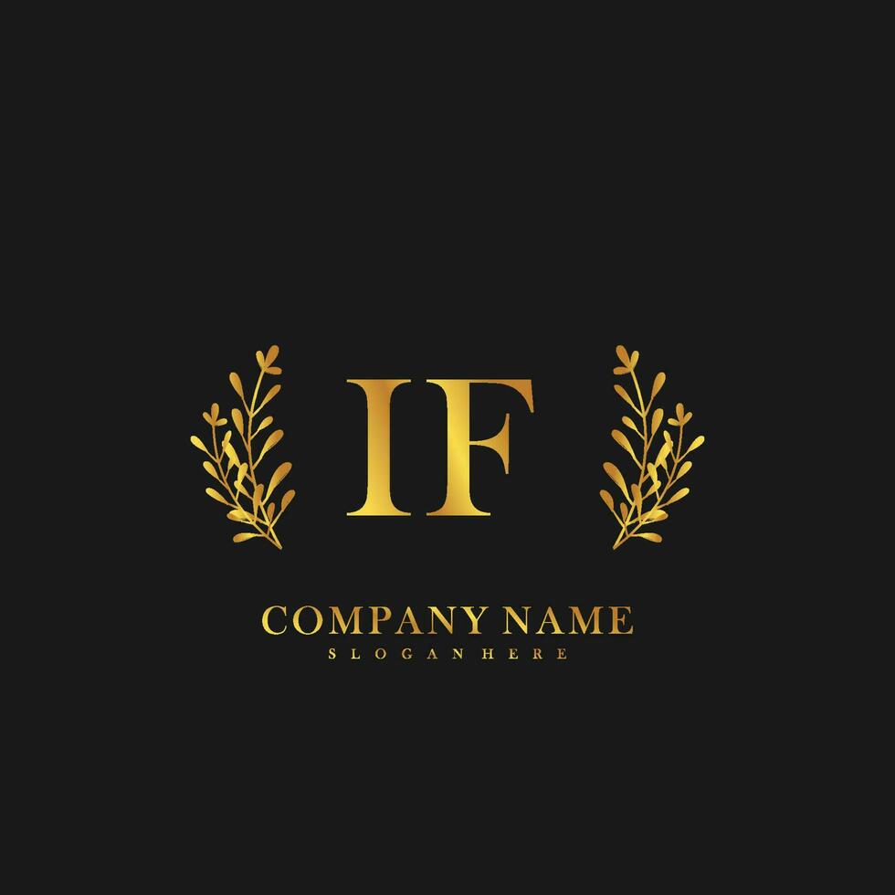 IF Initial beauty floral logo template vector