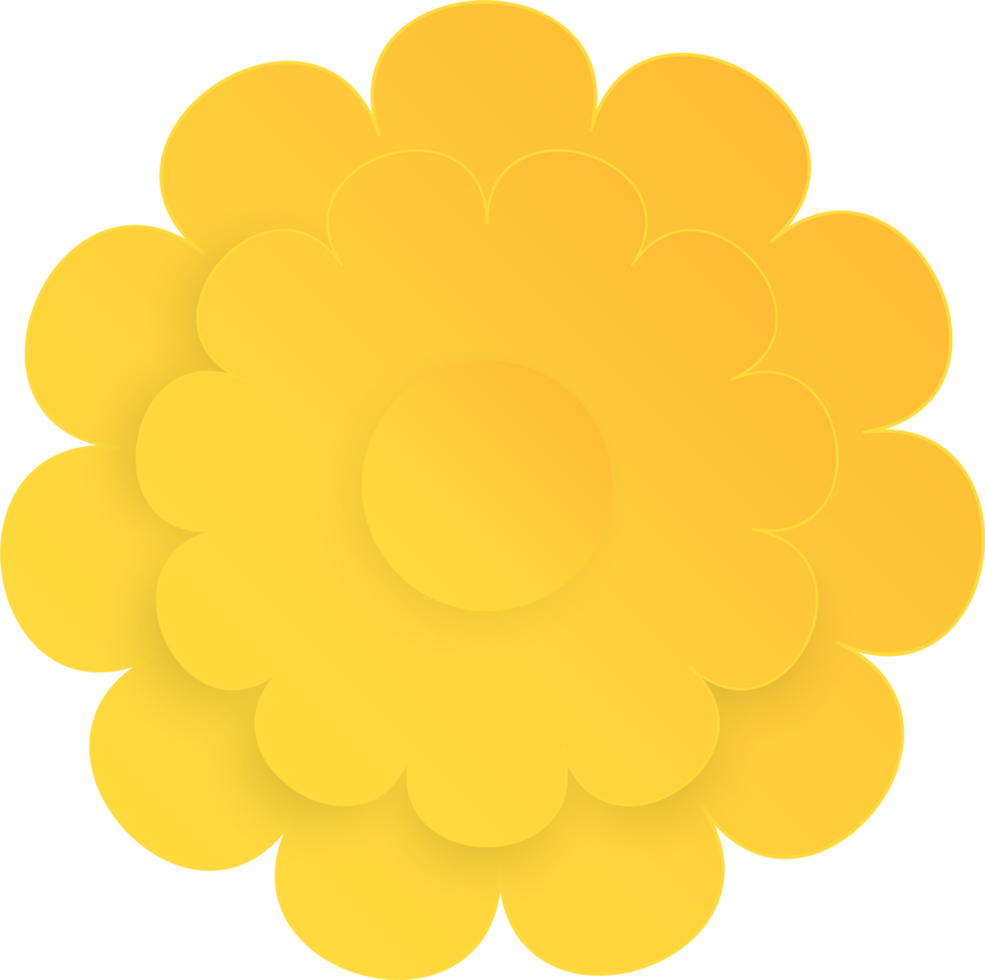 Yellow flower, Element of floral paper cut. Paper cut of flower shape. Icon of valentine day, gift, ornament, love and spring symbol. Illustration of floral. png