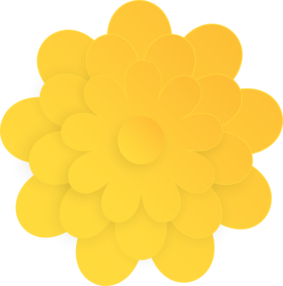 Yellow flower, Element of floral paper cut. Paper cut of flower shape. Icon of valentine day, gift, ornament, love and spring symbol. Illustration of floral. png