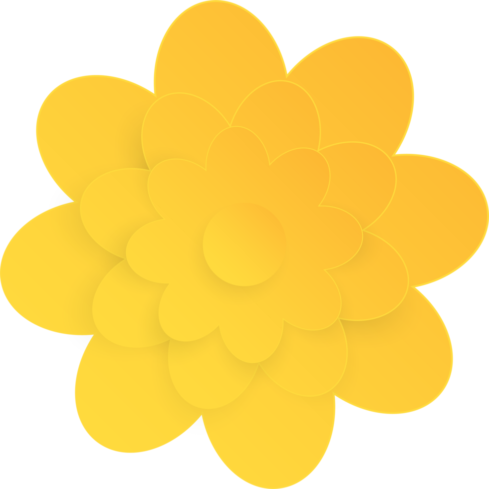 Yellow flower, Element of floral paper cut. Paper cut of flower shape. Icon of valentine day, gift, ornament, love and spring symbol. Illustration of floral. png