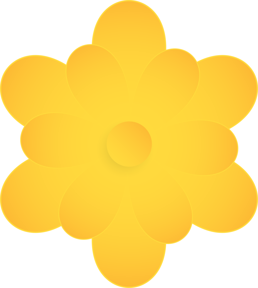 Yellow flower, Element of floral paper cut. Paper cut of flower shape. Icon of valentine day, gift, ornament, love and spring symbol. Illustration of floral. png
