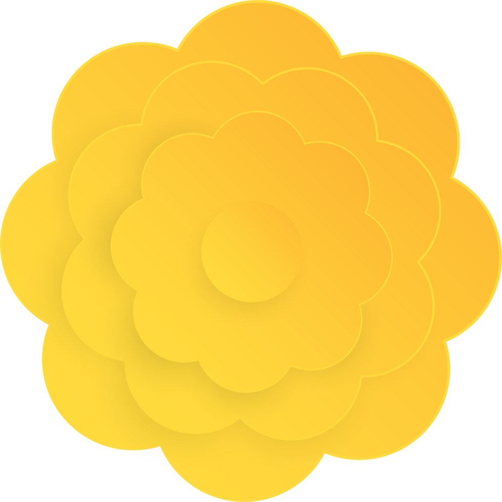 Yellow flower, Element of floral paper cut. Paper cut of flower shape. Icon of valentine day, gift, ornament, love and spring symbol. Illustration of floral. png