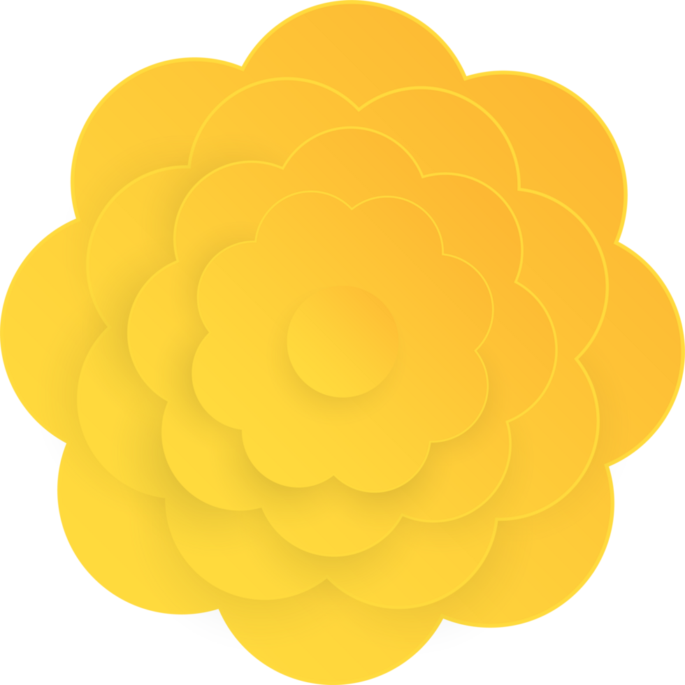 Yellow flower, Element of floral paper cut. Paper cut of flower shape. Icon of valentine day, gift, ornament, love and spring symbol. Illustration of floral. png