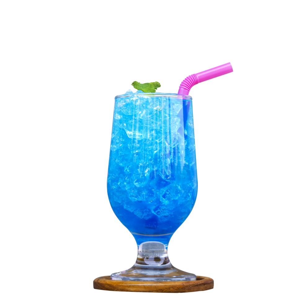 Blue Hawaii summer cocktail and mint leaves png