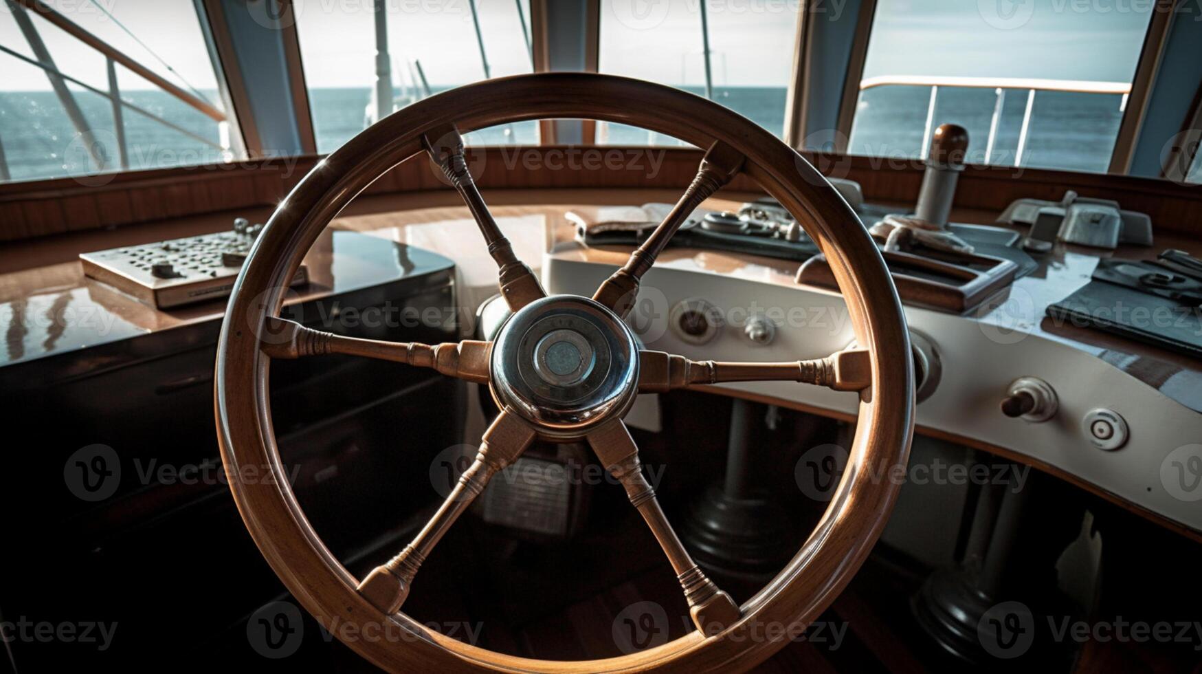Steering wheel of a cruise ship. . photo