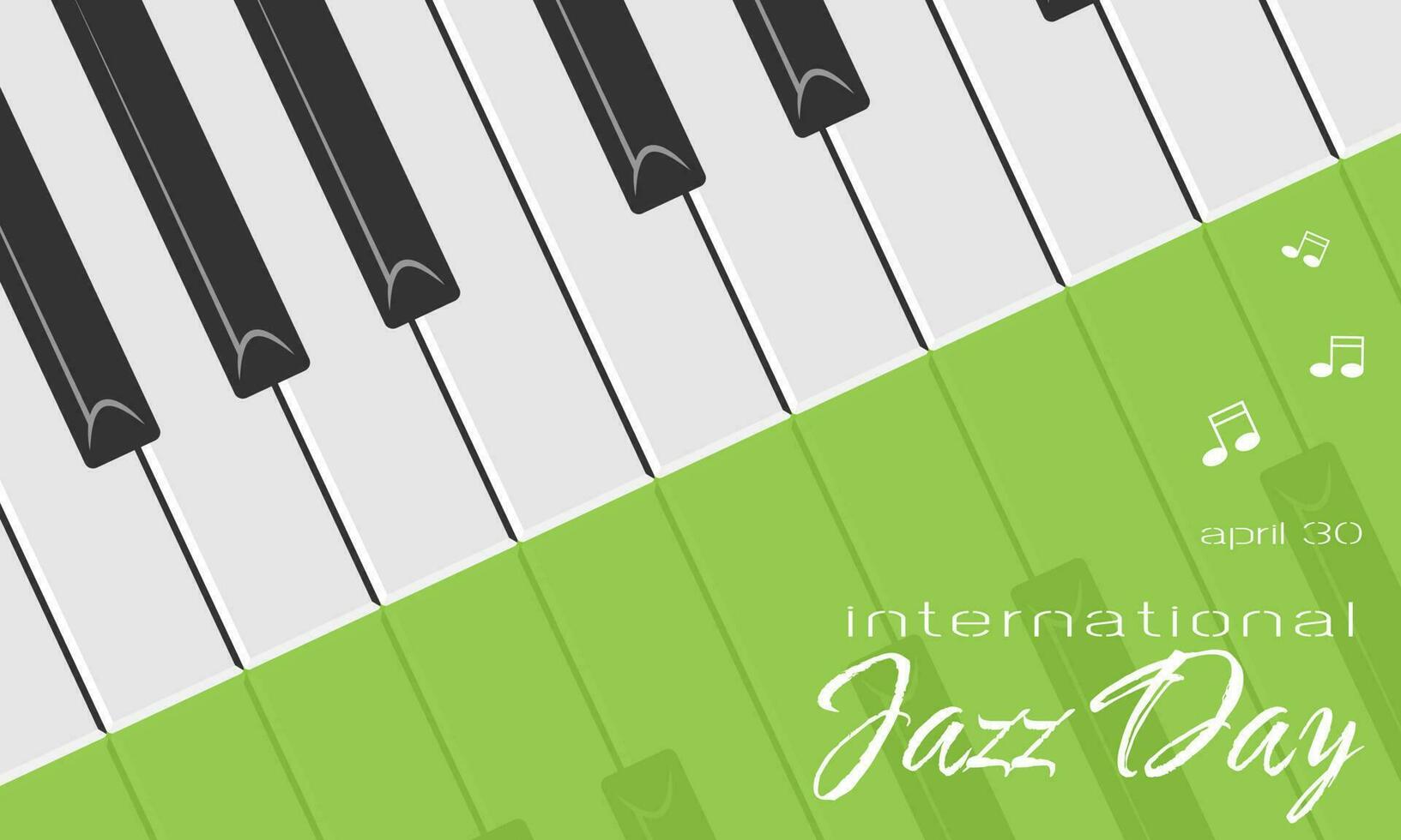 internacional jazz día saludos con piano llaves y sus sombra vector