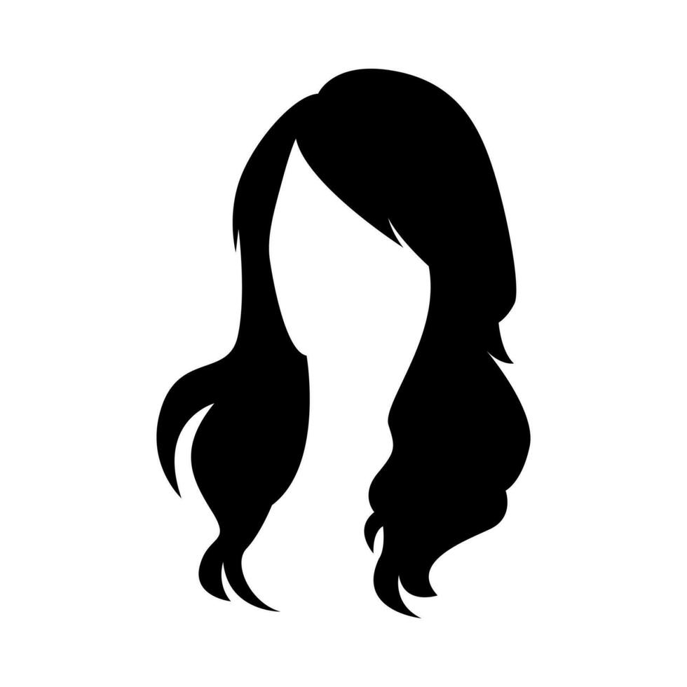 silhouette of long hairstyle woman. vector illustration.