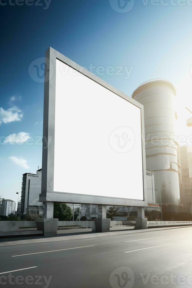 Futuristic City Billboard Create a Blank Canvas for Your Next Advertising Campaign photo