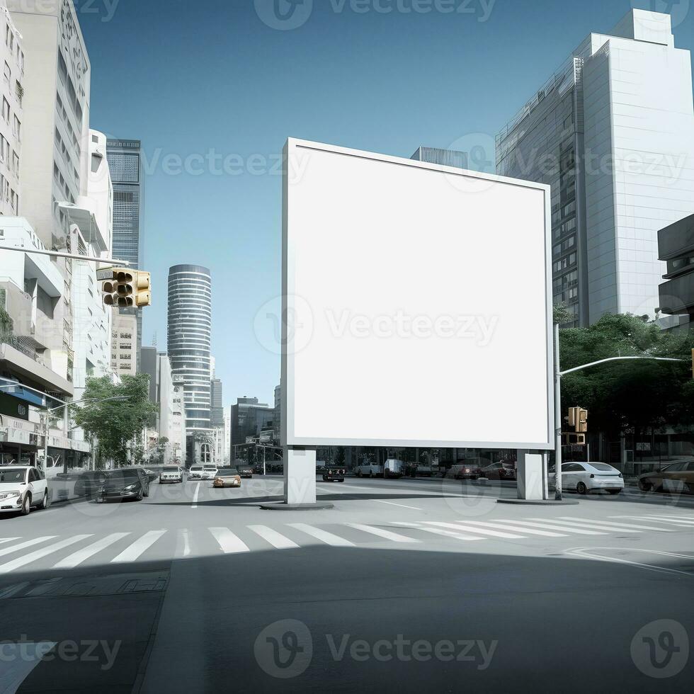 futurista ciudad cartelera crear un blanco lona para tu siguiente publicidad Campaña foto