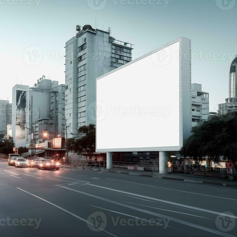 Futuristic City Billboard Create a Blank Canvas for Your Next Advertising Campaign photo