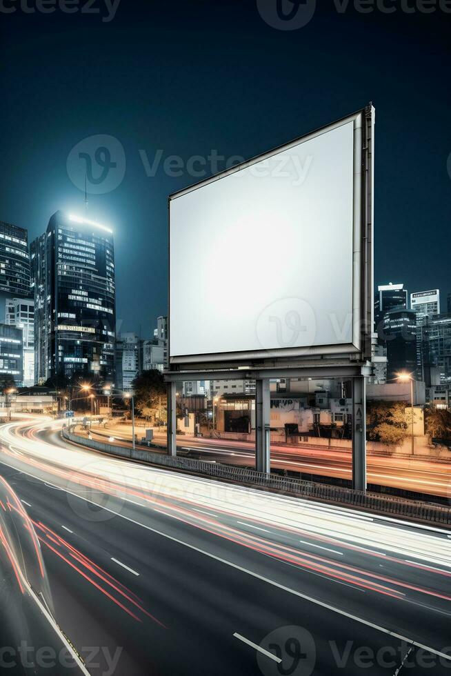 Futuristic City Billboard Create a Blank Canvas for Your Next Advertising Campaign photo