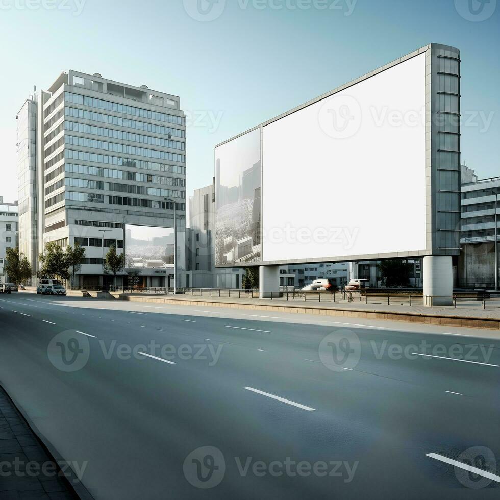 Futuristic City Billboard Create a Blank Canvas for Your Next Advertising Campaign photo