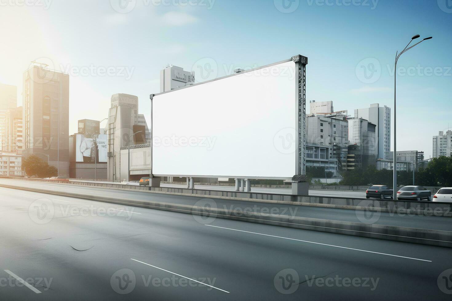 Futuristic City Billboard Create a Blank Canvas for Your Next Advertising Campaign photo