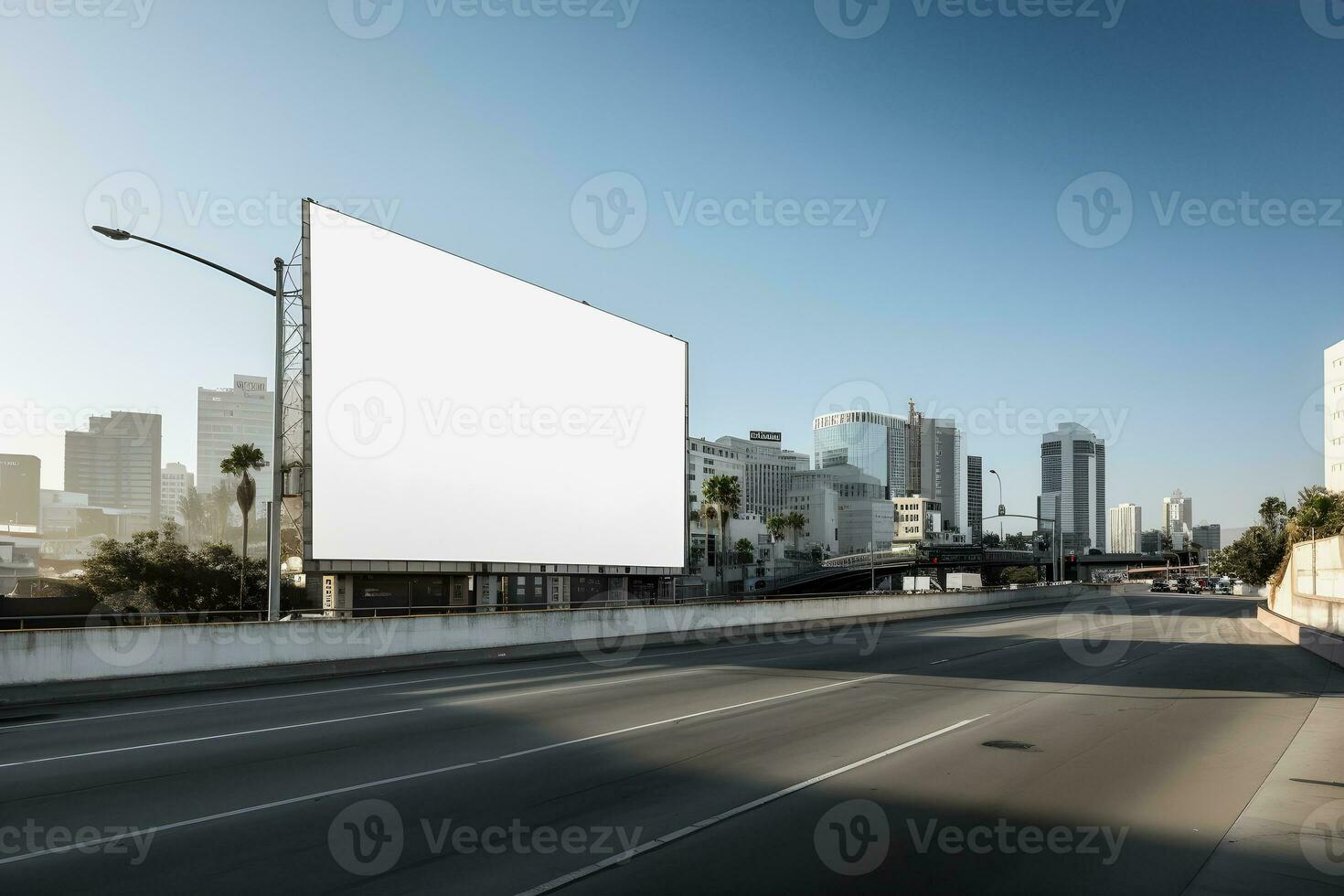 Futuristic City Billboard Create a Blank Canvas for Your Next Advertising Campaign photo