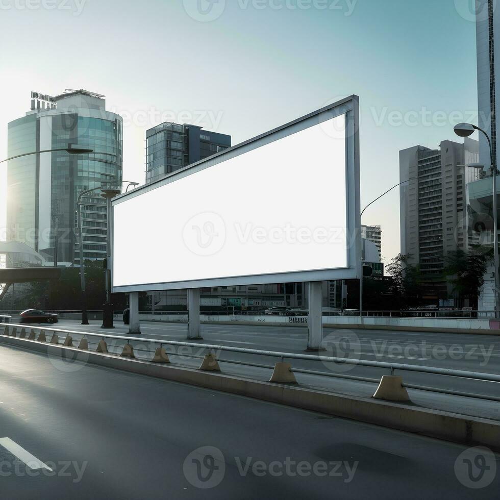 Futuristic City Billboard Create a Blank Canvas for Your Next Advertising Campaign photo