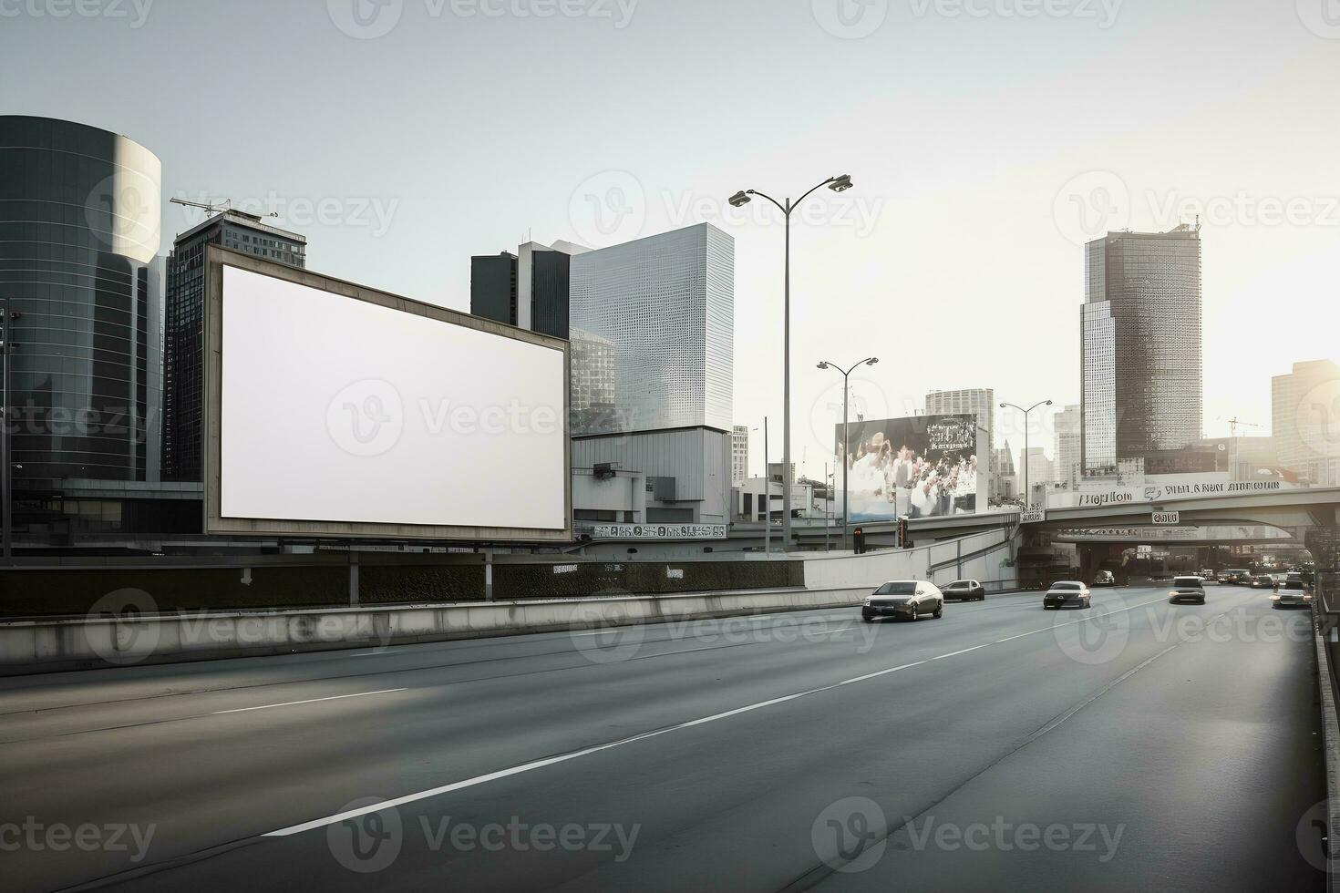 Futuristic City Billboard Create a Blank Canvas for Your Next Advertising Campaign photo