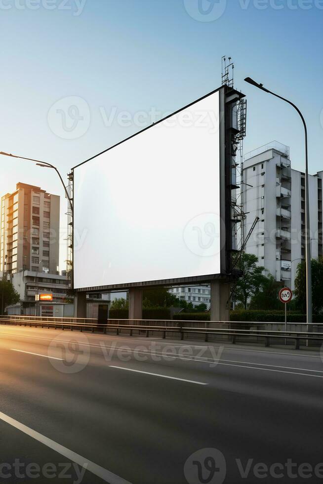 Futuristic City Billboard Create a Blank Canvas for Your Next Advertising Campaign photo