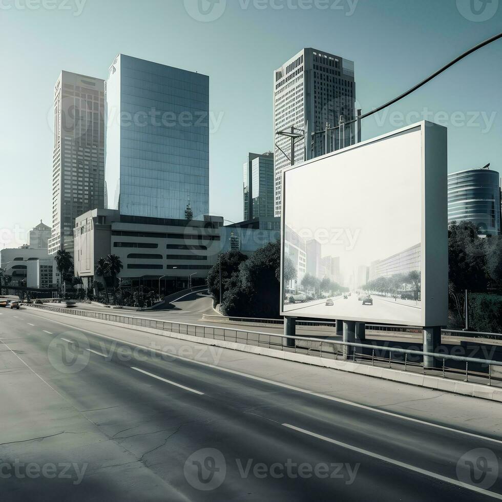 Futuristic City Billboard Create a Blank Canvas for Your Next Advertising Campaign photo