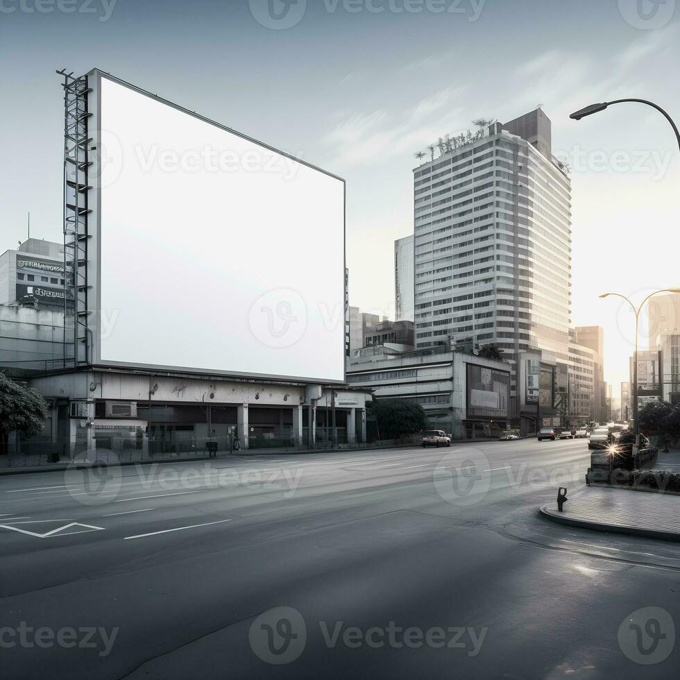 Futuristic City Billboard Create a Blank Canvas for Your Next Advertising Campaign photo