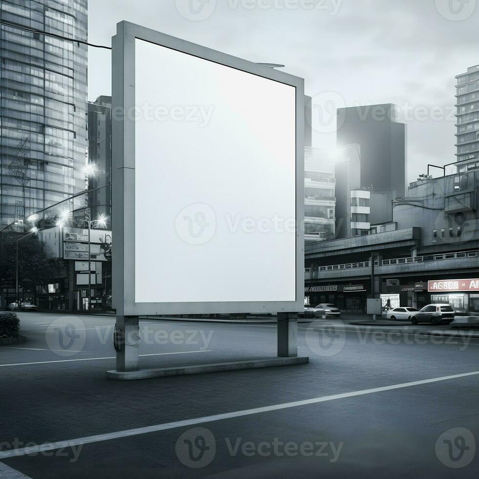 Futuristic City Billboard Create a Blank Canvas for Your Next Advertising Campaign photo