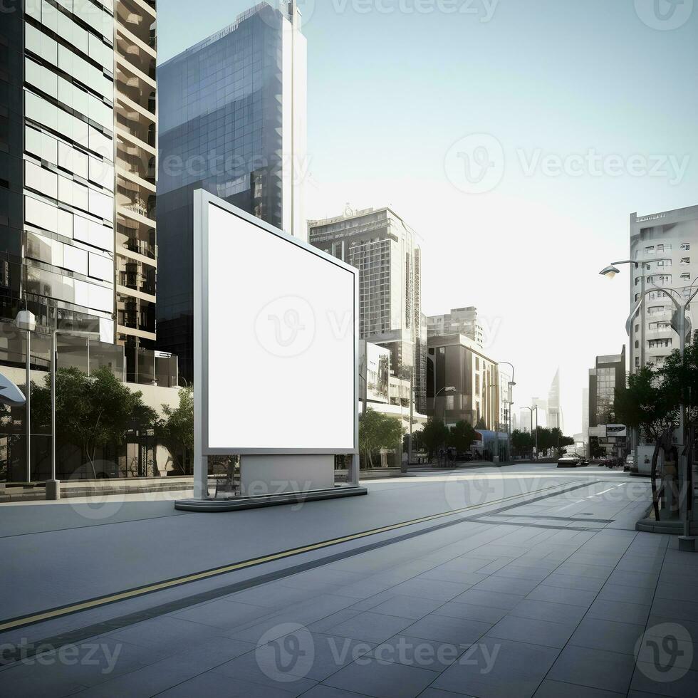 Futuristic City Billboard Create a Blank Canvas for Your Next Advertising Campaign photo