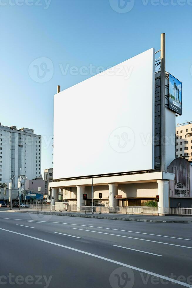 futurista ciudad cartelera crear un blanco lona para tu siguiente publicidad Campaña foto