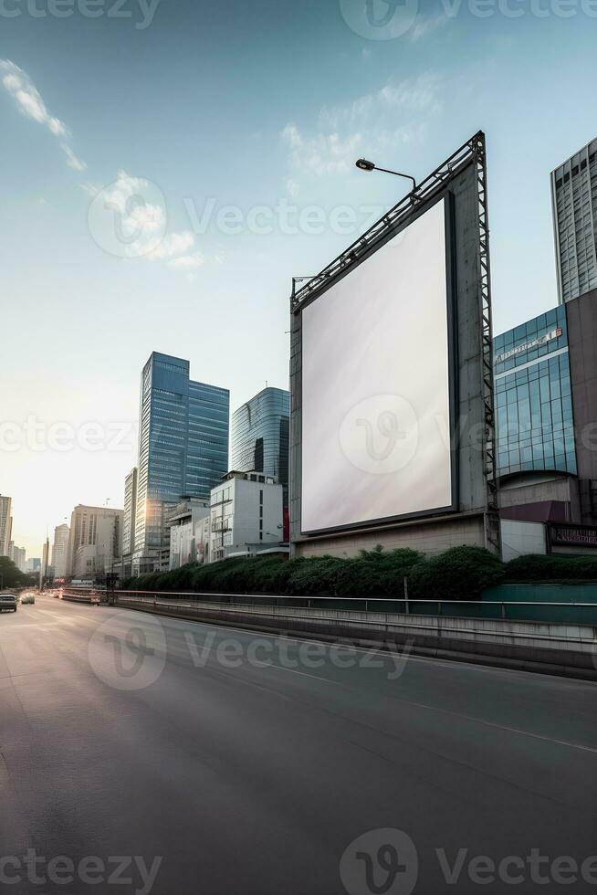 Futuristic City Billboard Create a Blank Canvas for Your Next Advertising Campaign photo