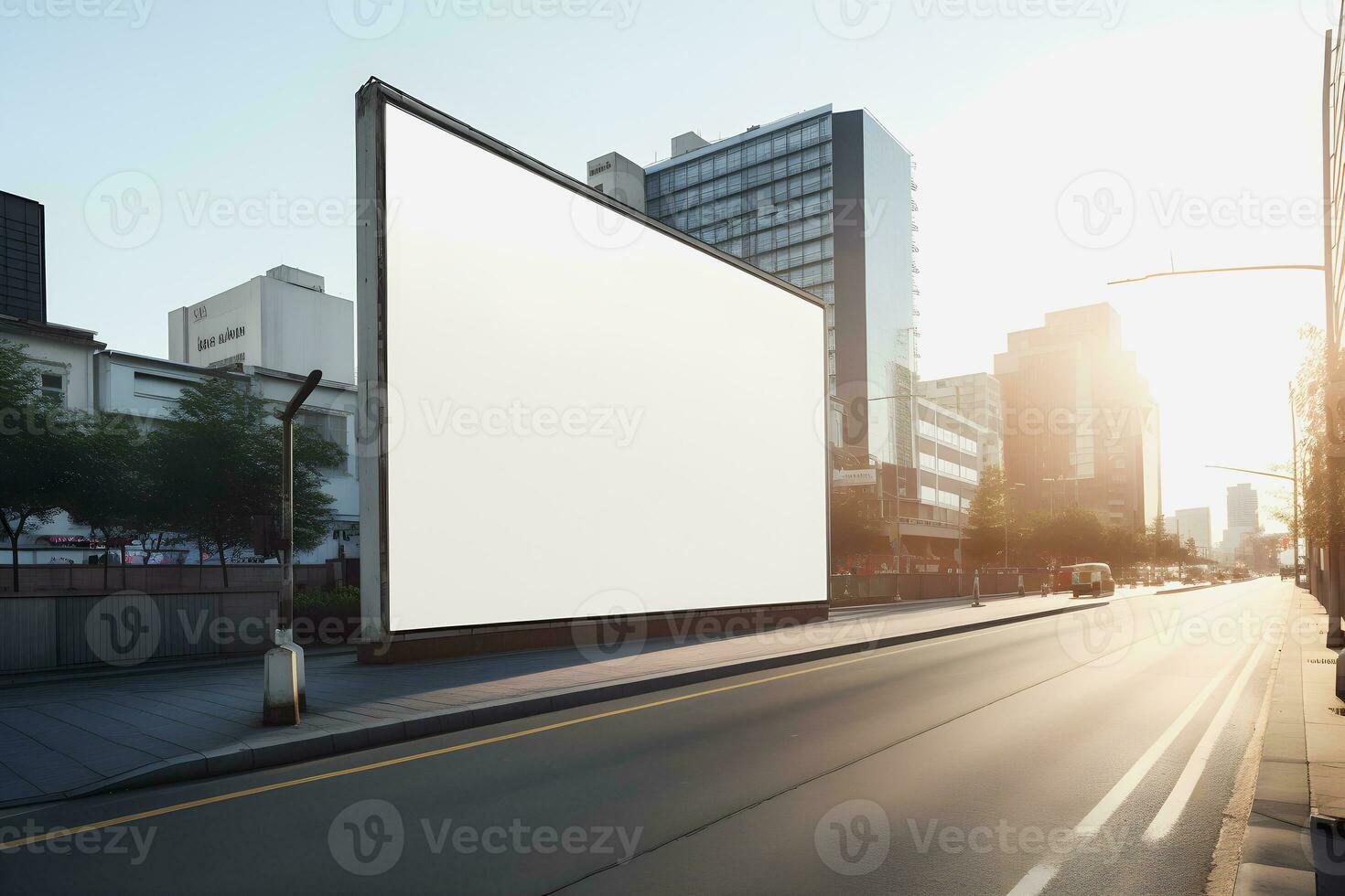 Futuristic City Billboard Create a Blank Canvas for Your Next Advertising Campaign photo