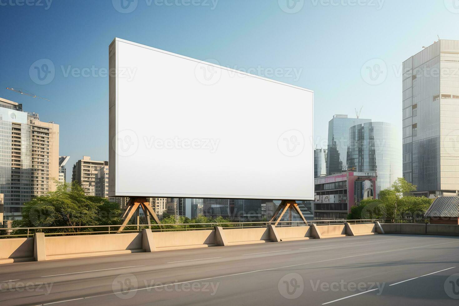 Futuristic City Billboard Create a Blank Canvas for Your Next Advertising Campaign photo