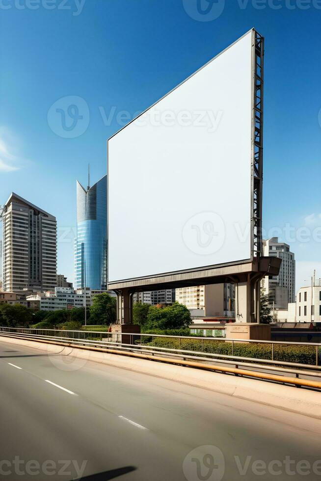 futurista ciudad cartelera crear un blanco lona para tu siguiente publicidad Campaña foto