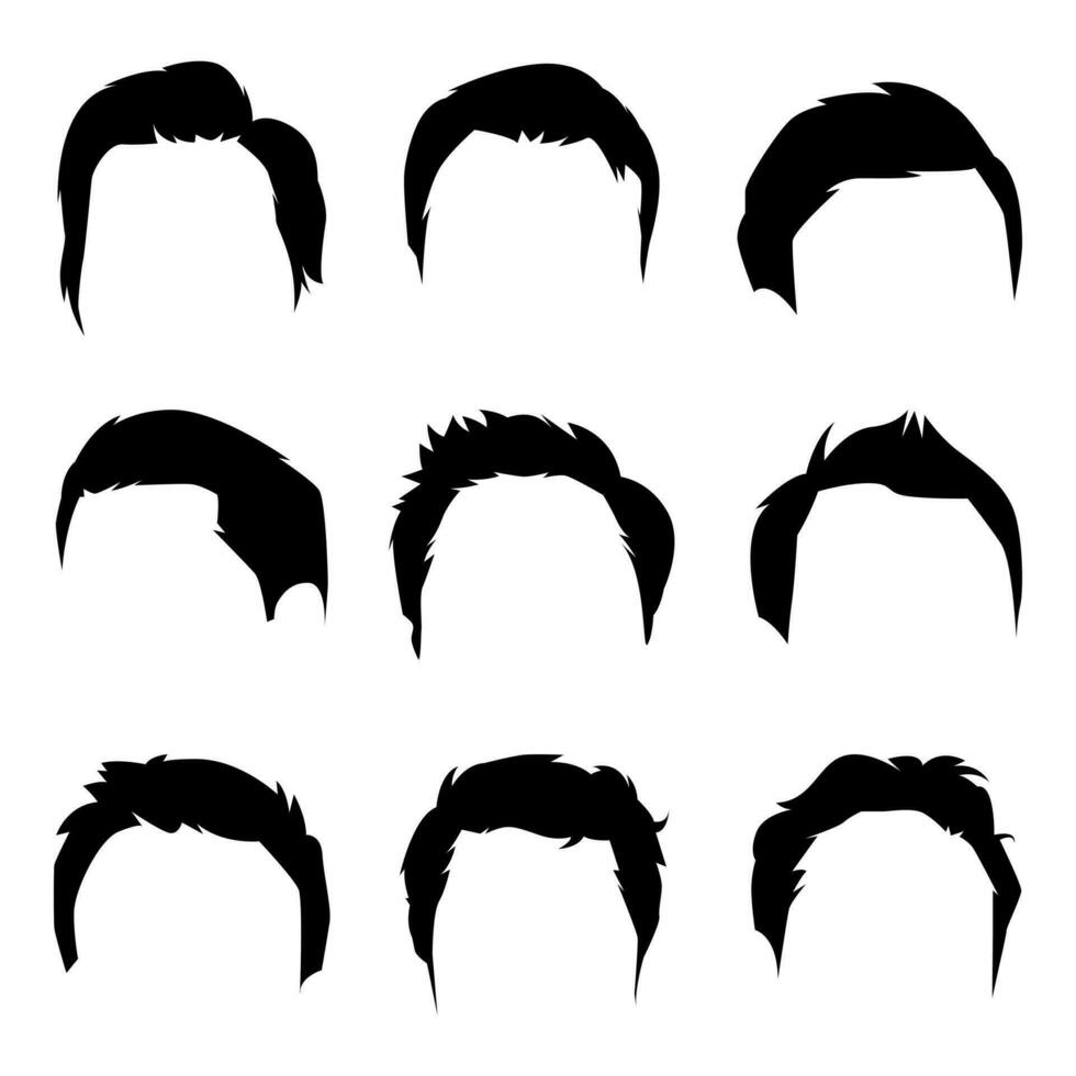 set silhouette of man hairstyle. vector illustration.