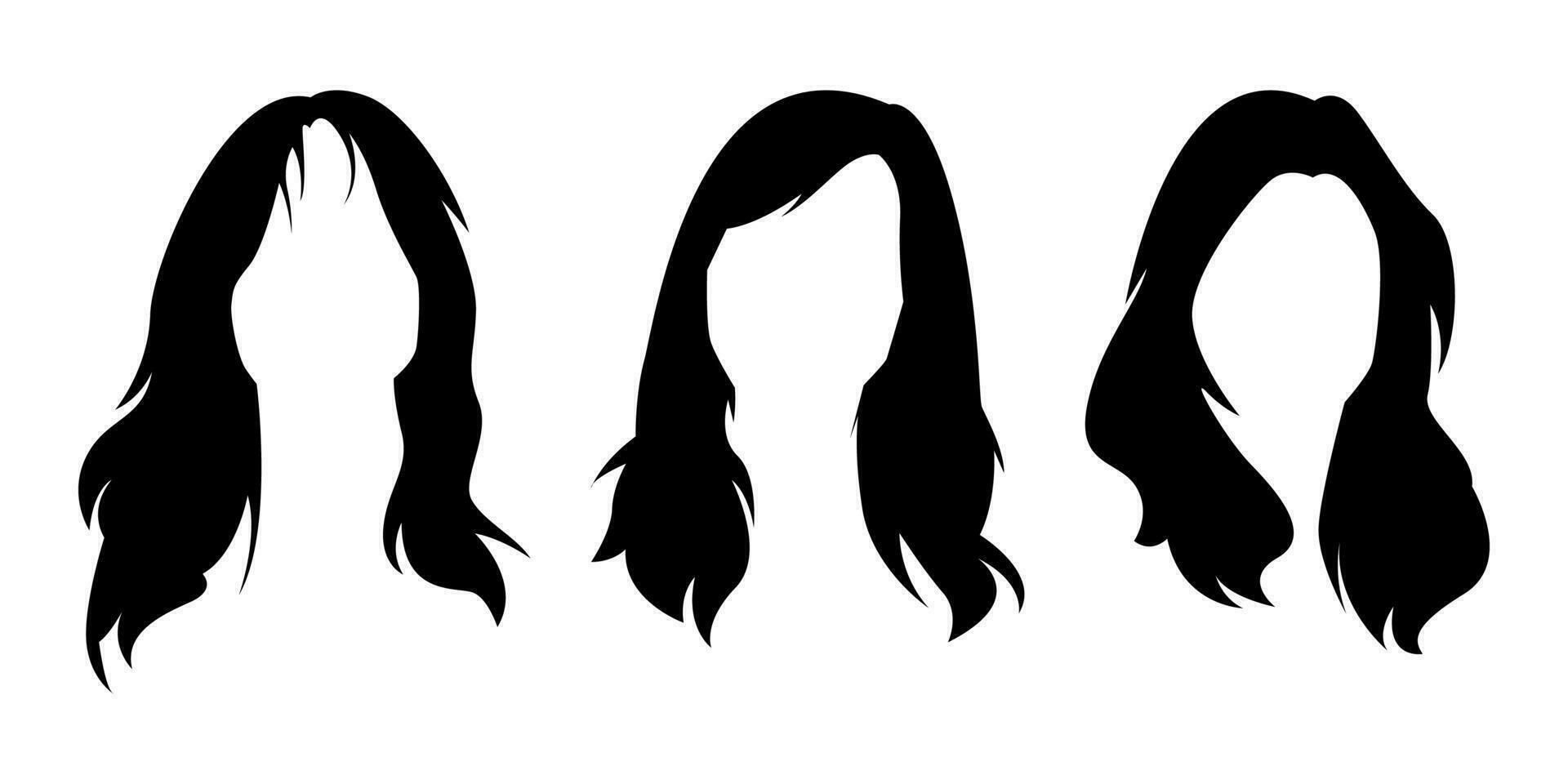 set silhouette of girl hairstyle. vector illustration.