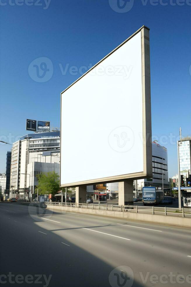 Futuristic City Billboard Create a Blank Canvas for Your Next Advertising Campaign photo
