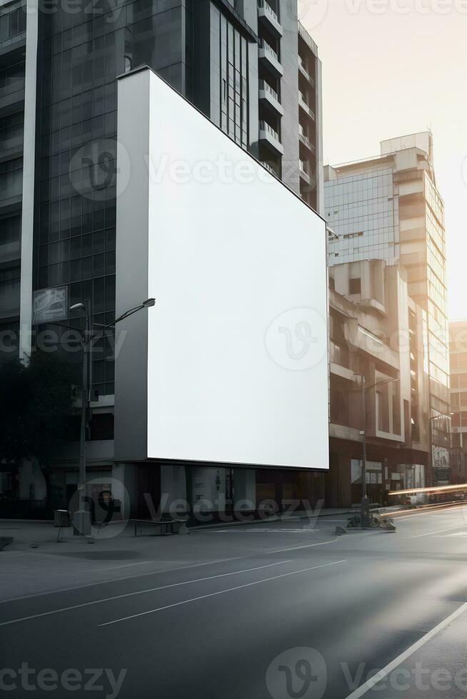 Futuristic City Billboard Create a Blank Canvas for Your Next Advertising Campaign photo